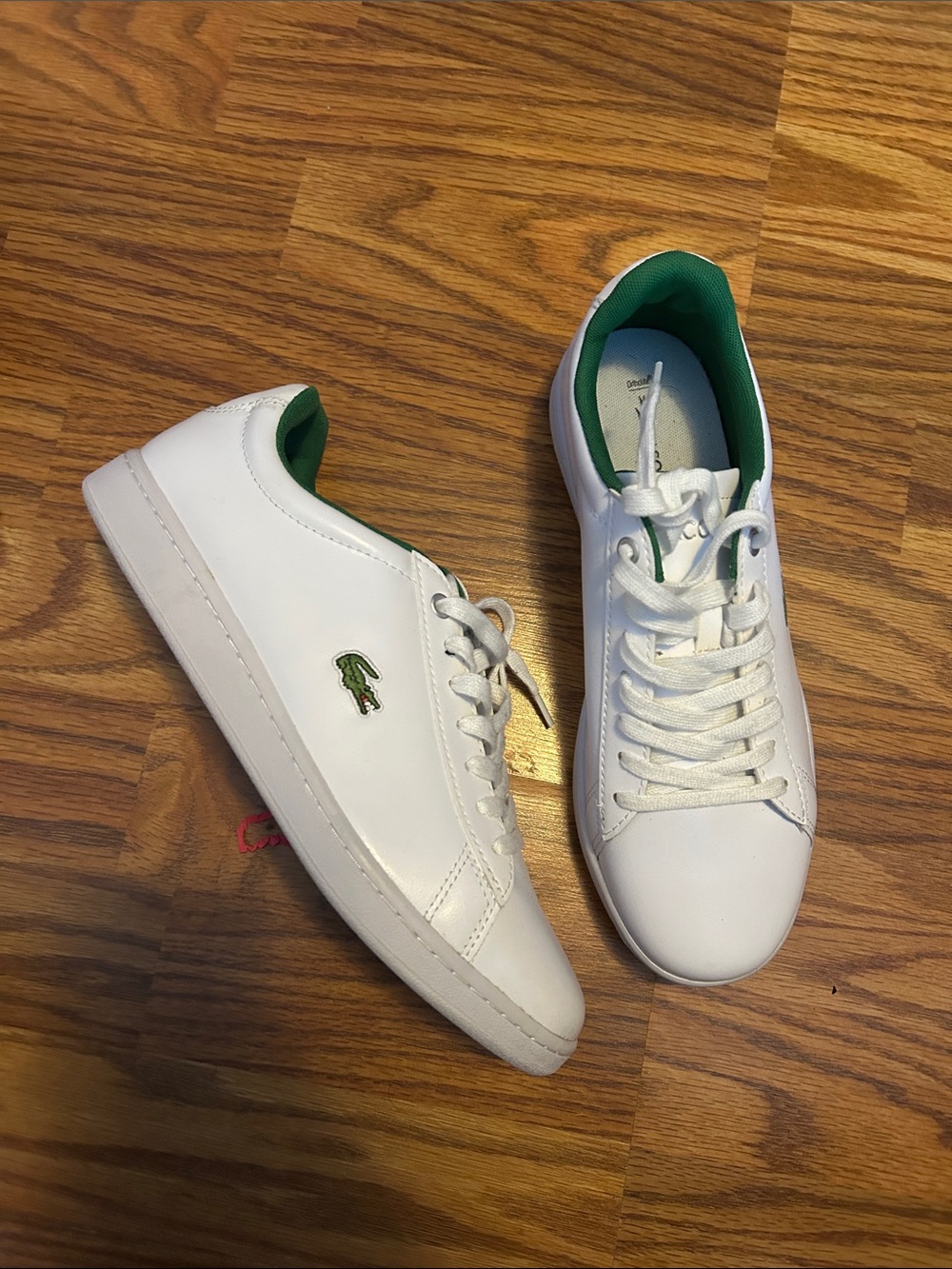 Lacoste White & Green Leather Sneakers for Men